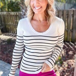 Boutique Black and White Striped Sweater. New without tags